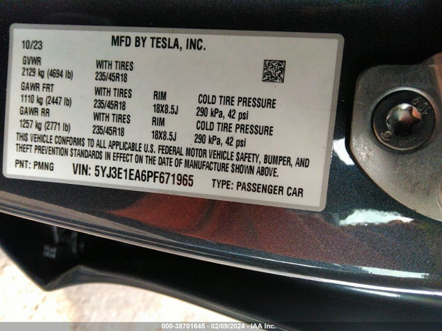 Tesla Model 3 Rear-wheel Drive 2023 5YJ3E1EA6PF671965 Image 9