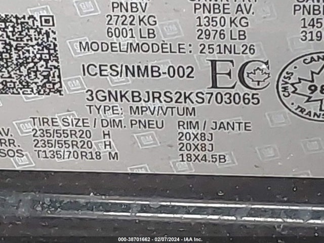 Chevrolet BLAZER RS 2019 3GNKBJRS2KS703065 Image 9