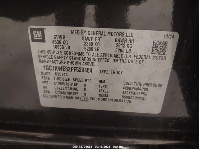 Chevrolet Silverado 2500hd Ltz 2015 1GC1KWE82FF520464 Image 9