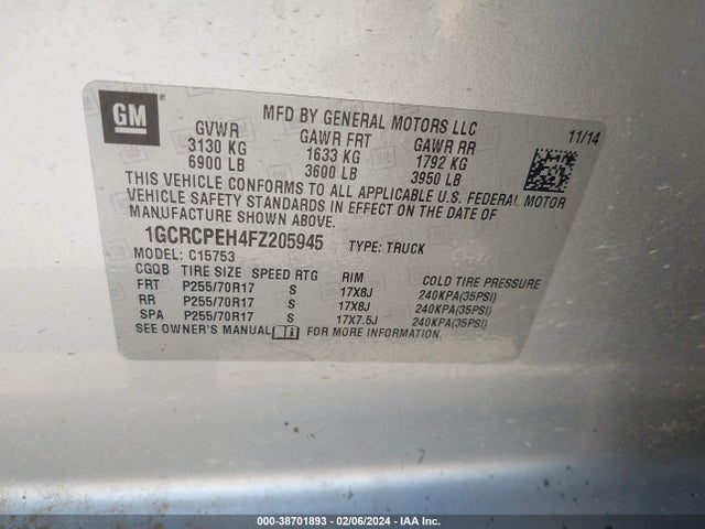 Chevrolet Silverado 1500 Ls 2015 1GCRCPEH4FZ205945 Image 9