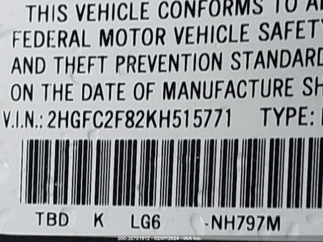 2HGFC2F82KH515771 Honda Civic Sport