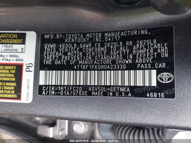 Toyota CAMRY LE 2017 4T1BF1FK0HU423330 Image 9