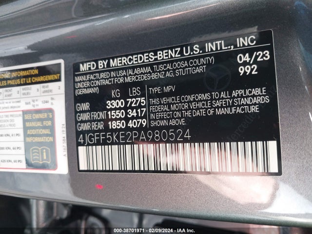 4JGFF5KE2PA980524 Mercedes-Benz Gls 450 4matic