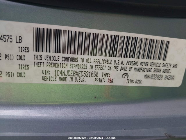 Jeep Compass Latitude 2014 1C4NJDEBXED531050 Image 9