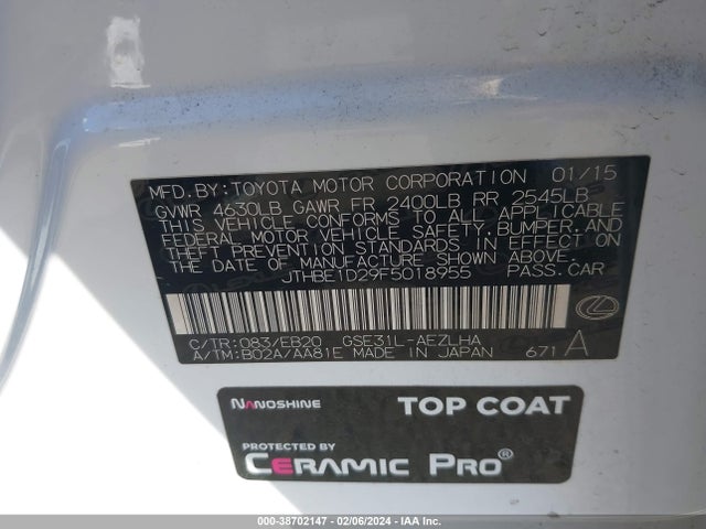 Lexus IS 350 2015 JTHBE1D29F5018955 Image 9