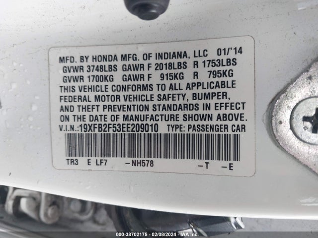 Honda Civic Lx 2014 19XFB2F53EE209010 Image 9