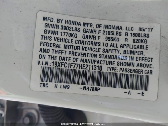 19XFC1F77HE211310 Honda Civic Ex-l