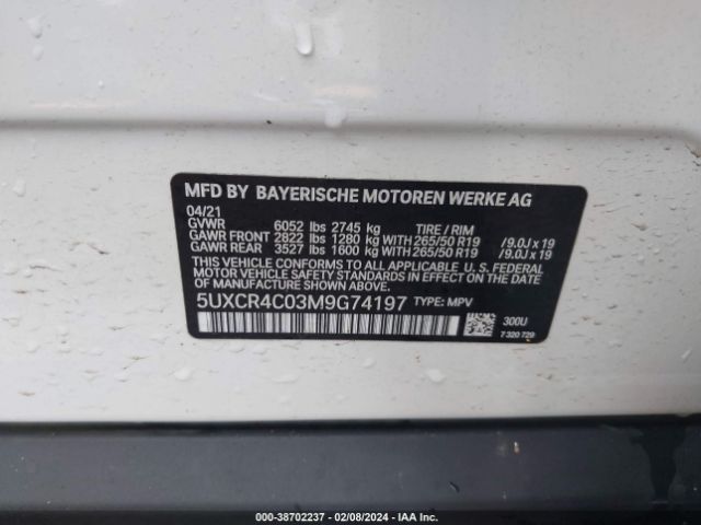 5UXCR4C03M9G74197 BMW X5 Sdrive40i