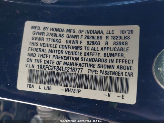 Honda Civic Sport 2020 19XFC2F84LE216777 Image 9