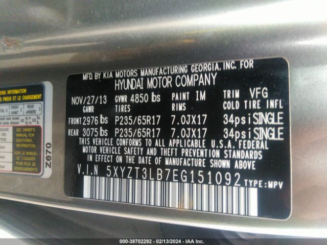 5XYZT3LB7EG151092 Hyundai Santa Fe Sport 2.4l