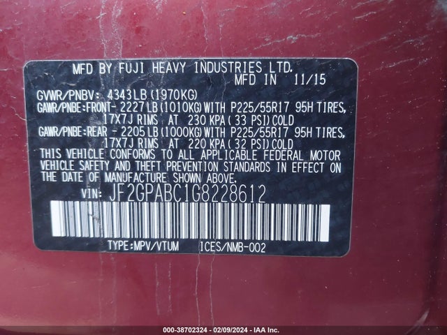 Subaru Crosstrek 2.0i Premium 2016 JF2GPABC1G8228612 Image 9