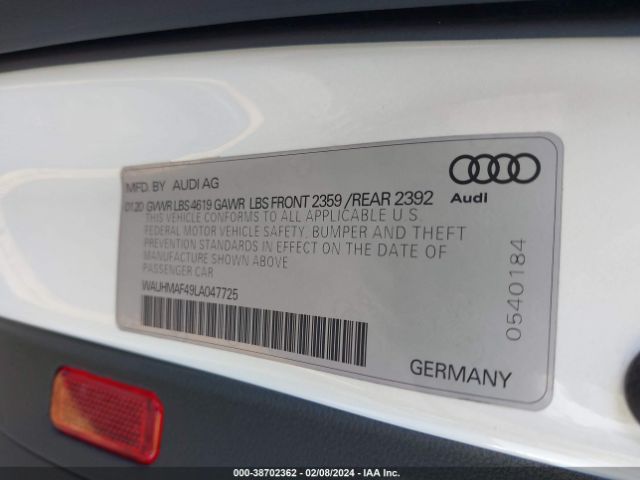 2020 AUDI A4 WAUHMAF49LA047725 Photo 8