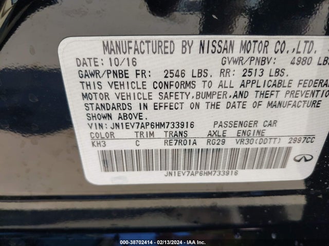 JN1EV7AP6HM733916 Infiniti Q50 3.0t Premium