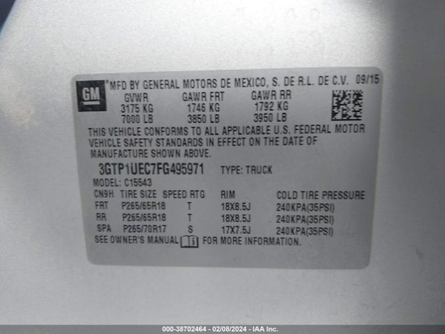 3GTP1UEC7FG495971 GMC Sierra 1500 Sle