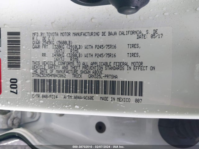 Toyota Tacoma Sr5 V6 2017 3TMAZ5CN5HM043062 Image 9