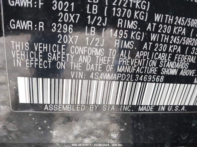 Subaru Ascent Limited 2020 4S4WMAPD2L3469568 Image 9
