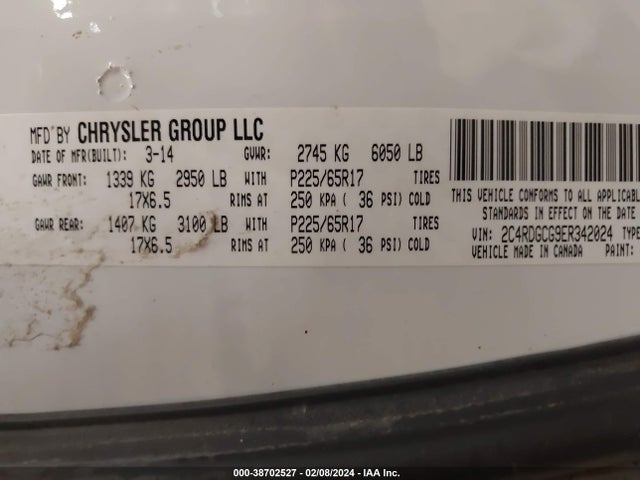 Dodge Grand Caravan Sxt 2014 2C4RDGCG9ER342024 Image 9