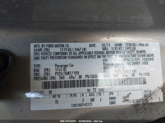 1FADP5CUXFL109295 Ford C-max Energi Sel