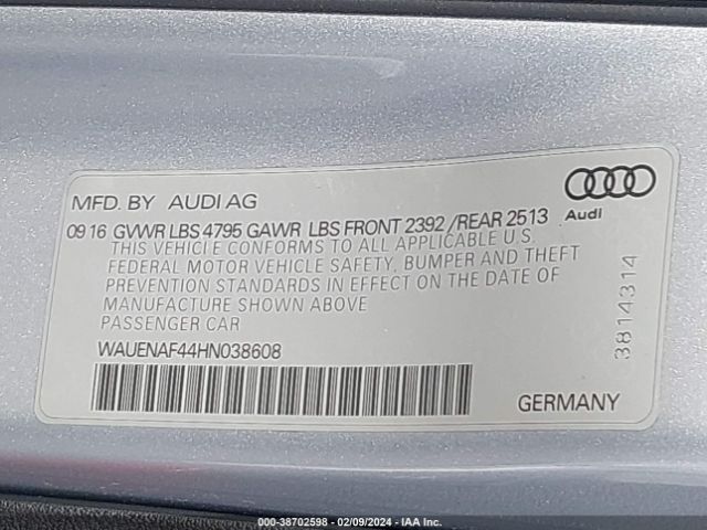 WAUENAF44HN038608 Audi A4 2.0t Premium