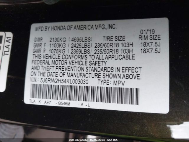 5J6RW2H54KL003030 Honda CR-V EX