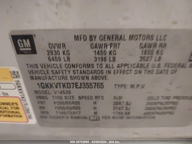 GMC Acadia Denali 2014 1GKKVTKD7EJ355765 Image 9