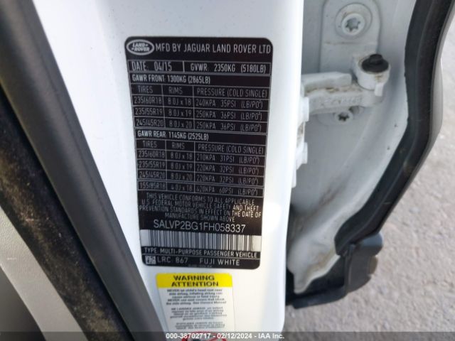 SALVP2BG1FH058337 Land Rover Range Rover Evoque Pure