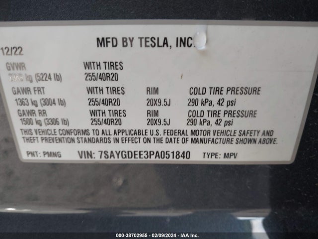 Tesla Model Y 2023 7SAYGDEE3PA051840 Image 74
