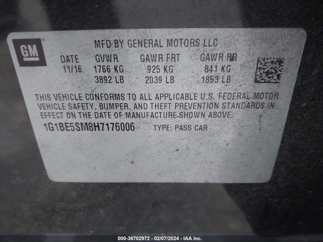 Chevrolet Cruze Lt Auto 2017 1G1BE5SM8H7176006 Image 9