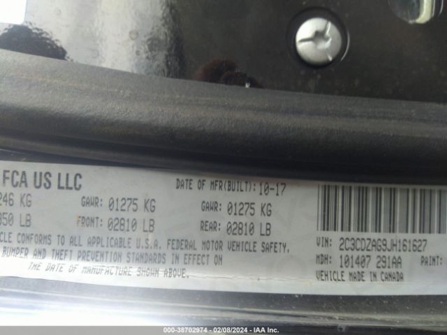 2C3CDZAG9JH161627 Dodge Challenger Sxt
