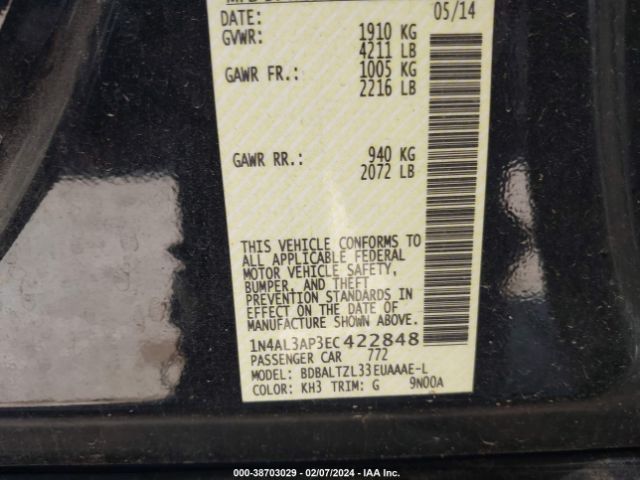 1N4AL3AP3EC422848 Nissan Altima 2.5 Sv