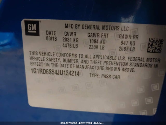 Chevrolet Volt Premier 2018 1G1RD6S54JU134214 Image 9