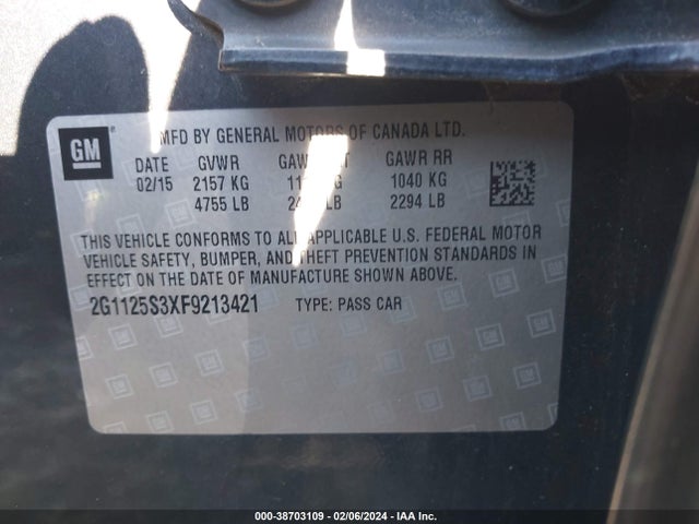 Chevrolet Impala 2lt 2015 2G1125S3XF9213421 Image 9