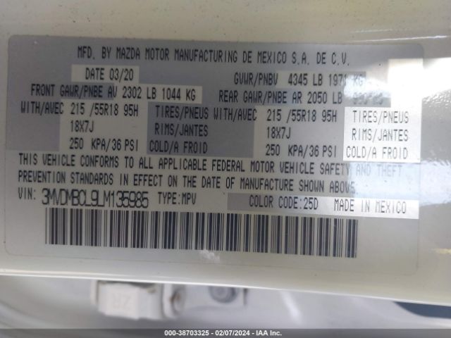 3MVDMBCL9LM135985 Mazda Cx-30 Select Package