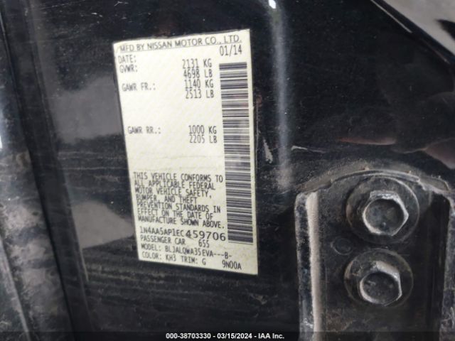1N4AA5AP1EC459706 Nissan Maxima 3.5 S/3.5 Sv