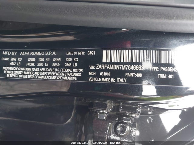ZARFAMBN7M7646663 Alfa Romeo Giulia Ti Sport Rwd