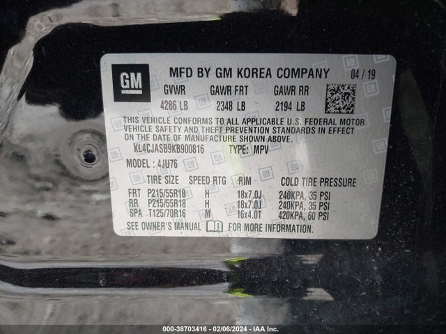KL4CJASB9KB900816 Buick Encore Fwd Preferred