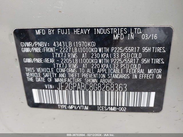 Subaru Crosstrek 2.0i Premium 2016 JF2GPABC8G8268363 Image 9
