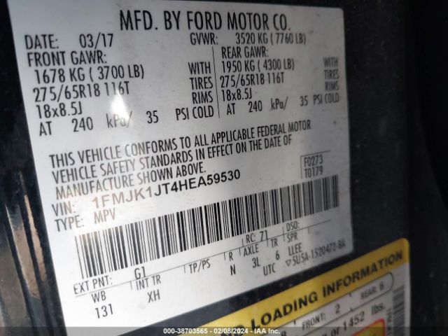 1FMJK1JT4HEA59530 Ford Expedition El Xlt