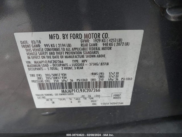 Ford Ecosport Ses 2018 MAJ6P1CL9JC207266 Image 9