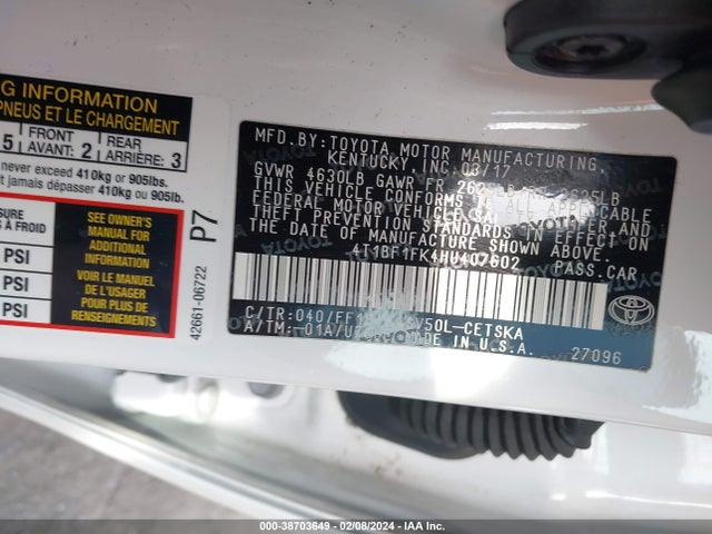 Toyota CAMRY SE 2017 4T1BF1FK4HU407602 Image 9
