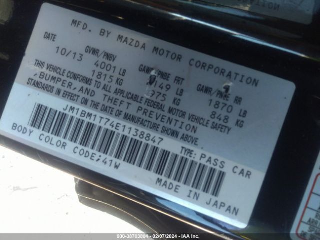 JM1BM1T74E1138847 Mazda Mazda3 I Sv