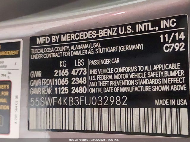 55SWF4KB3FU032982 Mercedes-Benz C 300 4matic/luxury 4matic/sport 4matic