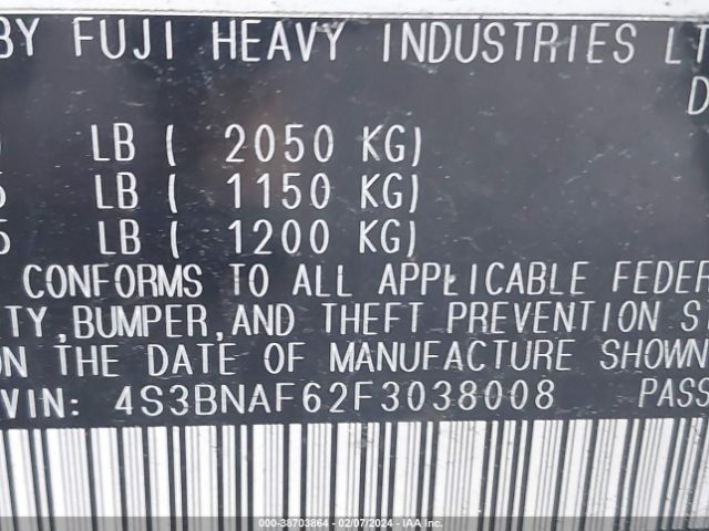 4S3BNAF62F3038008 Subaru Legacy 2.5i Premium