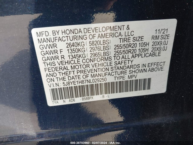 Acura Mdx Advance Package 2022 5J8YE1H87NL029250 Image 9