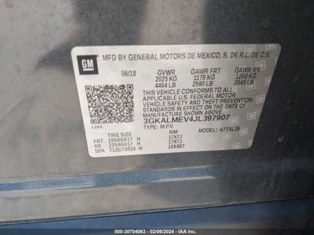 3GKALMEV4JL397907 GMC Terrain Sle