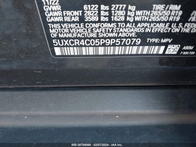 5UXCR4C05P9P57079 BMW X5 Sdrive40i