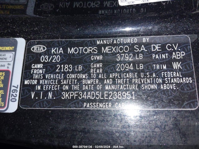 KIA Forte Gt-line 2020 3KPF34AD5LE238951 Image 9