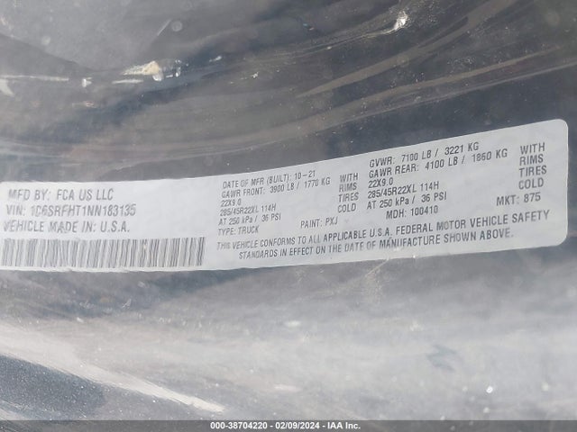 RAM 1500 Limited  4x4 5'7 Box 2022 1C6SRFHT1NN183135 Image 9