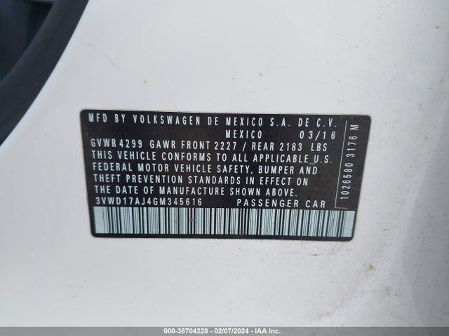3VWD17AJ4GM345616 Volkswagen Jetta 1.8t Sport