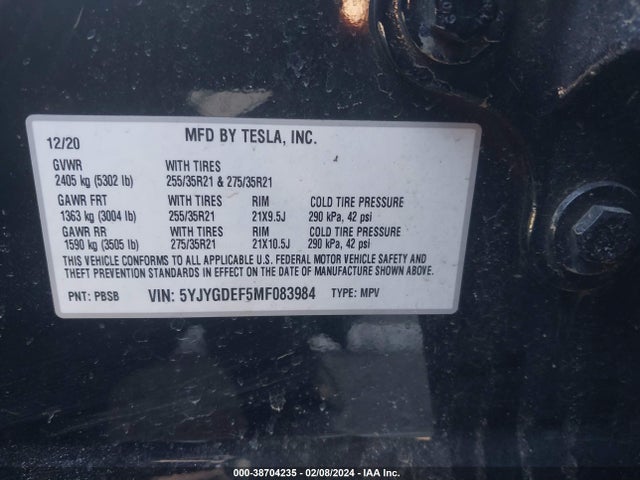 5YJYGDEF5MF083984 Tesla Model Y Performance Dual Motor All-wheel Drive